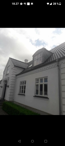 Vinduespudsning af hvid hus