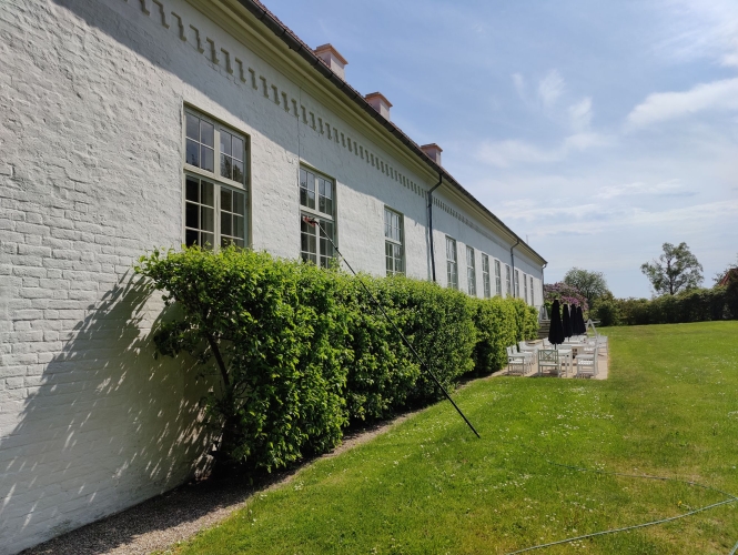 Vinduespudsning af hvidt hus