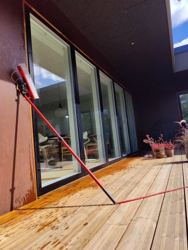 Vinduespudsning ud til terrasse